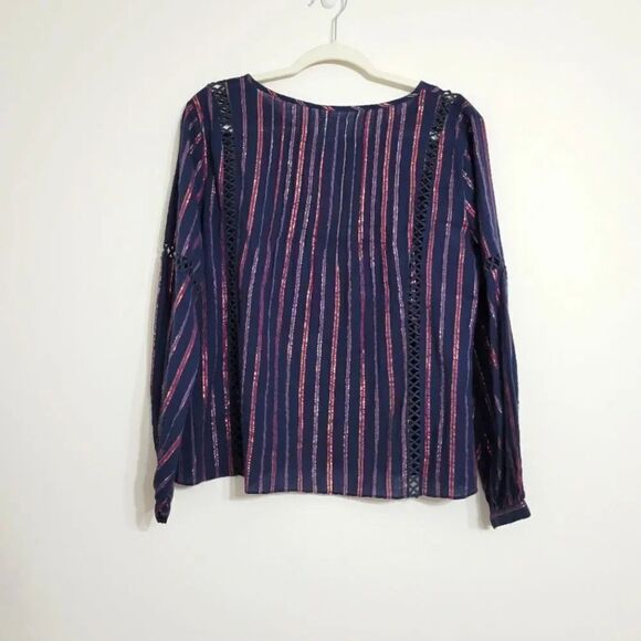 Anthropologie tryb navy metalic blouse - Picture 3 of 9